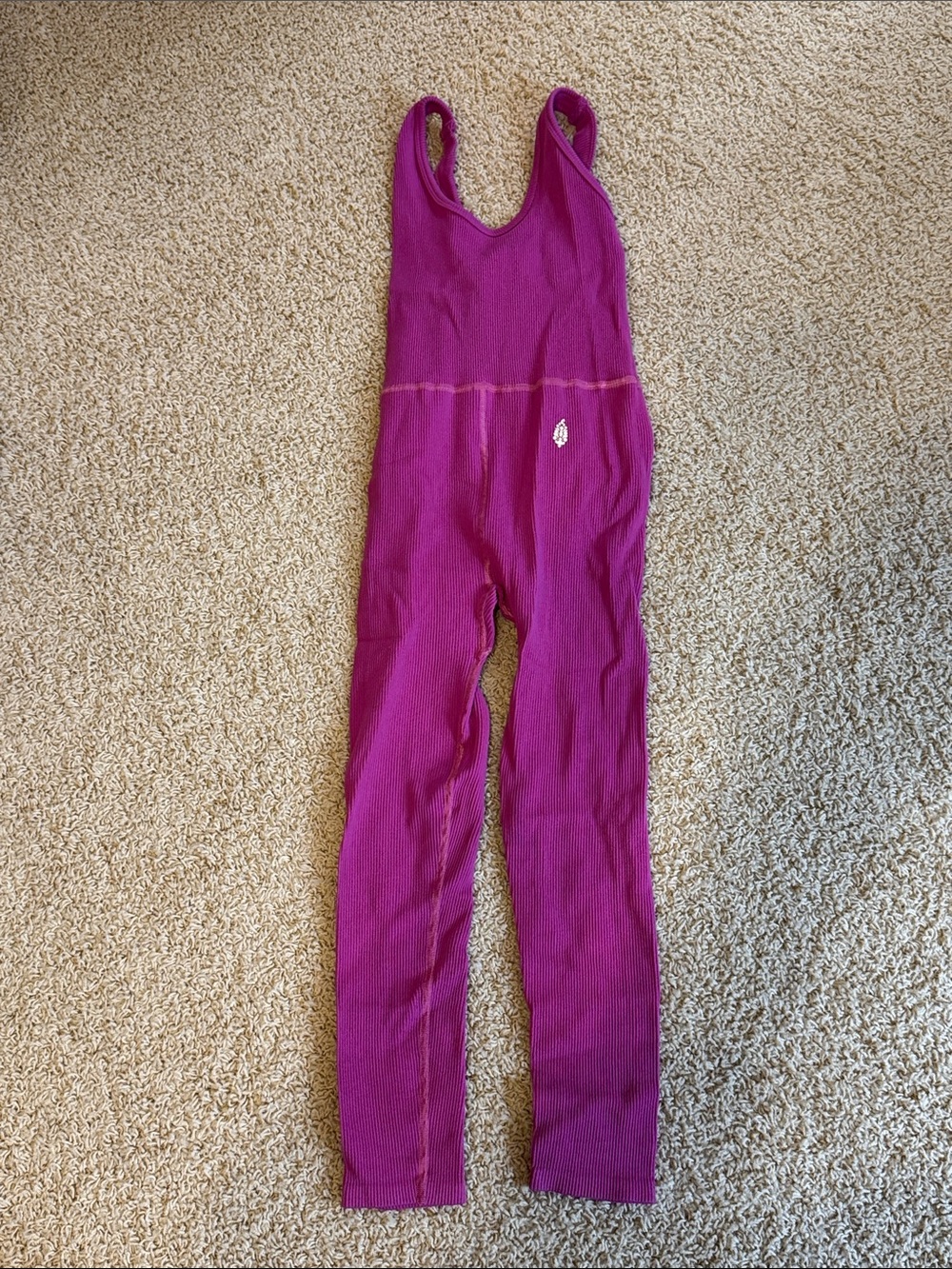 Free People Magenta Ribbed Tank Jumpsuit